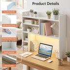 OFCASA Desktop Bookshelf with LED Lights, Countertop Storage Hutch with 7 Shelves for Computer Desk, 35.4'' 3-Tier Display Rack, Wooden Desk Hutch Storage Organizer for Home Office Dorm, White - Image 6