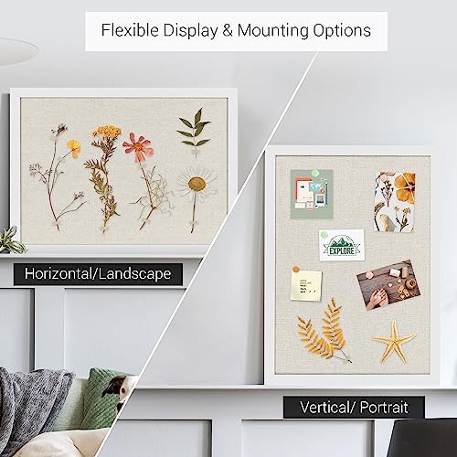 2-Pack Farmhouse Linen Cork Bulletin Board, White Frame 30" x 20" Corkboard, Office Board for Wall Decor, Wall Mounted Pin Board Picture Board with 40 Pushpins for School, Home & Office - Image 4