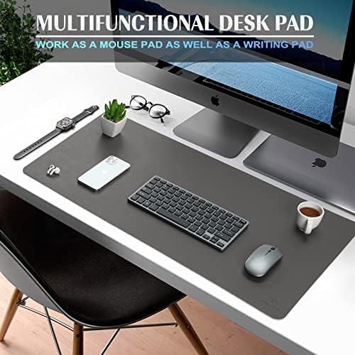 K KNODEL Large Office Desk Mat, Leather Mouse Pad (31.5"x15.7", Dark Gray) - Image 2