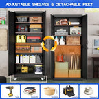 GAIOUS 74.8" Tall Metal Storage Cabinet with Lock and Wheels, File Cabinet - Image 6