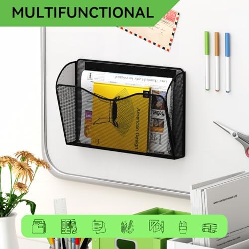 Magnetic File Holder - Heavy Duty Wall File Organizer for Refrigerator & Whiteboard - Strong Magnet Mail Holder & Magazine Rack, No Drilling Document Storage Basket for Office Cabinet - Image 5