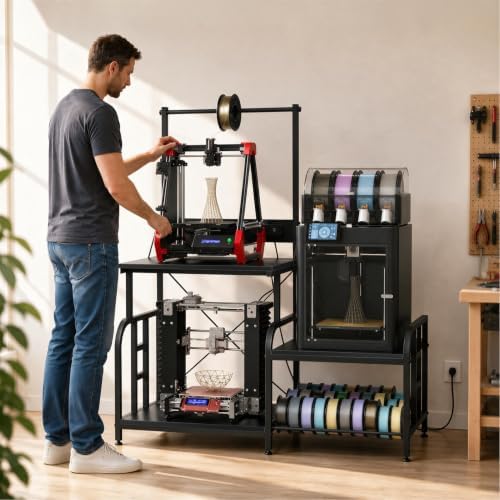 3D Printer Stand with Filament Storage Rack, Power Outlet, Spool Holder - Image 3
