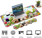 Keyboard Mouse Pad Set, Extended Gaming Mouse Pad+Ergonomics Keyboard Wrist Rest Support, Memory Foam, Easy Typing Pain Relief, 4Pcs XL Ultra Thick Desk Mat,Cute Dog - Image 3