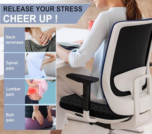 20" Gel Seat Cushion for Long Sitting(Jumbo&Thick) – Office Chair Cushion – Wheelchair Cushions for Pressure Sores – Non-Slip Desk Chair Car Seat Cushion Driving – Sciatica & Back Pain Relief - Image 5