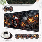 Desk Mat, Mouse Pad with Wrist Rest, 4-in-1 Large Mouse Pads for Desk, Ergonomic Mouse Pad and Keyboard Wrist Rest Gaming Keyboard Mat for Office,Fire Skull American Flag - Image 5