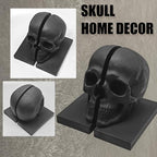 Heavy Duty Resin Skull Bookends, Gothic Shelf Desk Decor (Black) - Image 6