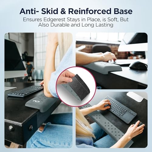 EdgeRest PostureUp L-Shaped Memory Foam Wrist Rest, Ergonomic Elbow and Forearm Support for Desk, Non-Slip Universal Fit, Light Gray - Image 5