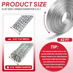 5/16" Wide Tinned Copper Braided Metal Wire Shielding Sleeve Ground Strap Automotive Flat Mesh Flexible Expandable Sheath (8mm ID-42ft) - Image 2