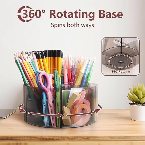 Absonic 250pcs Acrylic Pencil Holder Marker Organizer, 360-Degree Rotating Pen Holder, Crayon Organizers for Kids Pencil Organizer Caddy Art Supply Kids Desk Organizers for Office Home School, Black - Image 3