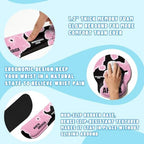 Pink World Map Desk Mat Set Travel Route Large Mouse Pad with Wrist Rest 4in1 Desk Mat for Desktop Ergonomic Keyboard Wrist Support Anti-Slip Computer Ergonomic Mouse Pad Home Office Gaming - Image 3
