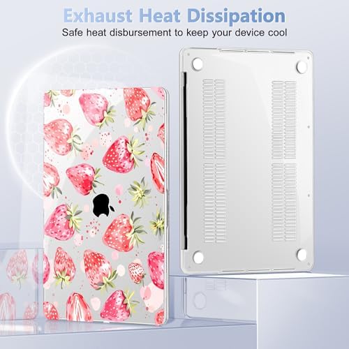 for MacBook Pro 16 inch Case 2019 2020 Release Model A2141, Plastic Hard Shell Cover with Keyboard Cover & Screen Protector for MacBook Pro 16 inch with Touch Bar, Strawberries - Image 4