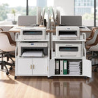 VECELO Large Printer Stand with Power Outlet, 3-Tier Rolling File Cabinet with Lockable Wheels, Heavy Duty Utility Table for Home Office, 18.9"x23.6"x30.2", White - Image 3