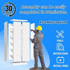 BESFUR Metal Storage Cabinets with Locking Doors and Adjustable Shelves, 71" H Steel Storage Cabinet for Garage, Office, Classroom - White - Image 6