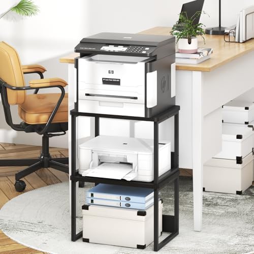 MARTY Desktop Printer Stand 2 Pack Printer Shelf for Desk Home/Office,Black - Image 4