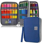 YOUSHARES 192 Slots Colored Pencil Case, Large Capacity Pencil Holder Pen Organizer Bag with Zipper for Prismacolor Watercolor Coloring Pencils, Gel Pens & Markers Artist (Blue) by YOUSHARES