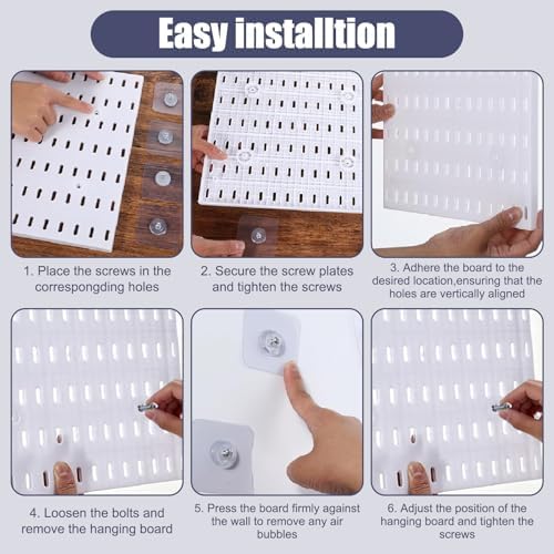 4 Pack White Plastic Pegboard Wall Shelf Organizer with Modular Storage - Image 5
