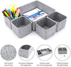 Welaxy Desk Organizers Storage bins Set Office Drawer Organizers Pen holder pencil cup phone stand sticky note storage Closet Cabinet boxes Organizing 5-piece Pack (Gray) - Image 6
