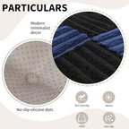 Office Stacking Chair Cushions 4 Pack, Corduroy High Density Foam Kitchen Seat Cushions with Ties, Square 17" x 17" Indoor Non-Slip Dining Chair Pads, Black+ Navy，4pcs - Image 6