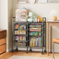 Aokitsink Rolling Cart with Drawers,8-Drawer Storage Cart with Wooden Tabletop and Lockable Wheels,Craft Storage & Art Supply Organizer,Letter-Size File Drawer for Classroom, Office & Home by Aokitsink