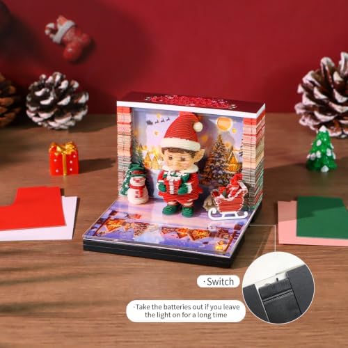3D Art Calendar Memo Pad 2027,Time Piece Calendar 3D Christmas Elf Notepad Creative Rip Away Calendar Paper Carving Note - Image 3