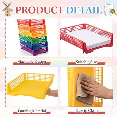 Geetery Turn in Trays Classroom, Rainbow Color, Set of 12 - Image 3