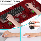 Keyboard Wrist Rest and Mouse Pad with Wrist Support Set Ergonomic Coaster,Memory Foam,Easy Typing Pain Relief,Large XL Desk Mat 31.5"x 11.8",Turtle on Red - Image 6