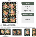DUKINO 4x6 Area Rug, Non Slip Floral Washable Rug for Living Room, Black - Image 2