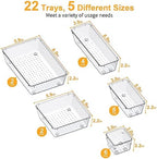 SMARTAKE 22-Piece Drawer Organizer with Non-Slip Silicone Pads, 5-Size - Image 3