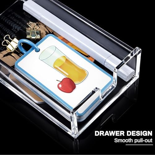 Xuhal Acrylic Mail Organizer with Drawer, 5 Compartments Clear Desk File - Image 3