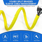 Split Braided Cable Sleeve，Flexible Wire Loom Tubing, Automotive Cord Protector Pet Proof, Cable Management for Computer TV Electric Wires Harness 16ft (Yellow, 19mm（3/4") - Image 2
