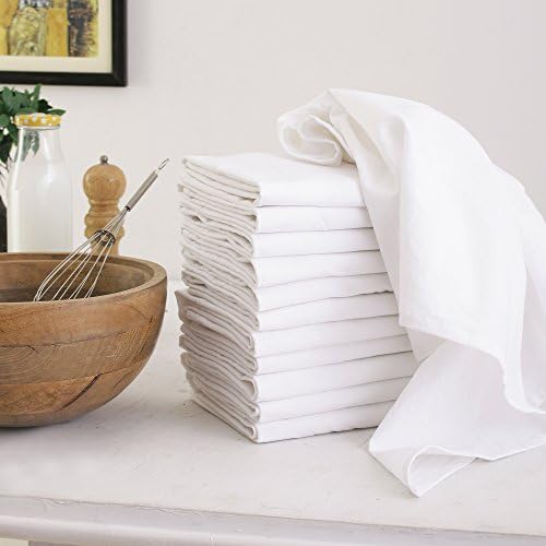 DG Collections 100% Cotton Flour Sack Towels – 24 Pack, 27x27 Inches, White, Lint-Free, Pre-Washed, Hemmed Edges – Reusable Kitchen Towels for Cleaning, Embroidery, Printing & Crafts - White - Image 2