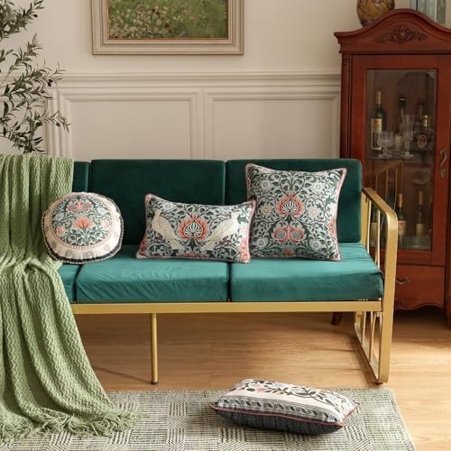 ISAENNE Vintage Linen Throw Pillow Cover,Set of 2,Diameter 16"-Naples B - Image 3