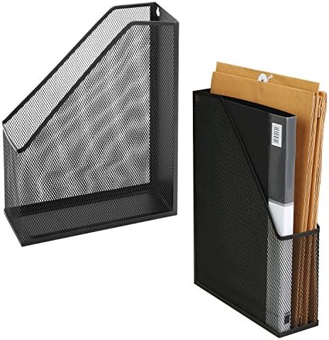 MyGift Black Wire Mesh Document Rack, Magazine & File Holder Set of 2 by MyGiftHome