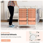 LDAILY 12 Drawer Rolling Storage Cart, Craft Cart Organizer on Wheels w/Metal Frame, Large Capacity & Smooth Drawer, Rolling Cart w/Drawers for Classroom, Office - Image 6