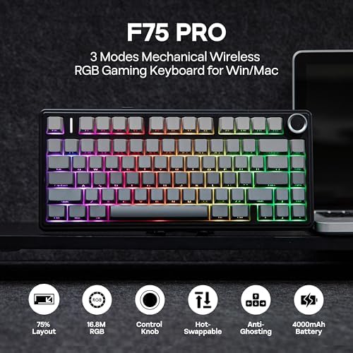 MechLands Aula F75 PRO 75% Gaming Keyboard with KiiBoom Premium Acrylic Transparent Keyboard Dust Cover - Image 2
