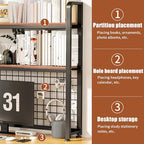 HUATOL Desktop Bookshelf for Computer Desk, 2-Tier Multipurpose Wood Countertop Bookshelf, Multipurpose Freestanding Storage Rack Display Shelf for Office, Home Decor, Kitchen, Brown - Image 3