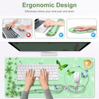 Mint Green Butterflies Florals Mouse Pad, XXL Large Desk Mat Extended Reading Desk pad, 4PCS Non-Slip Rubber Base Computer Big Mousepads for Work, Game, Office, Home Decor Cute Girls Woemn Gifts - Image 5