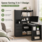 51.6" L Shaped Computer Desk with Drawers for Home Office, Black - Image 3