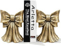 Vintage Gold Bow Book Ends Set of 2 Heavy Duty Bookends for Large & Heavy Books, Decorative Gold Bookends for Shelves, Desk & Home Office, Classic Vintage Decor Book Stoppers by GUSFREUD