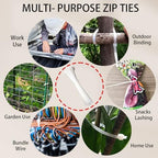 Zip Ties Assorted Sizes 4+6+8+12 Inch, 2000 Pack, White Cable Ties for Multi-Purpose, Nylon/Plastic Wire Ties for Home Improvement, Office & Outdoor Use (Clear-Colored Style). - Image 7