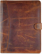 Full Grain Leather Legal Pad Portfolio Organizer for Work, Brown by CestAntiQ
