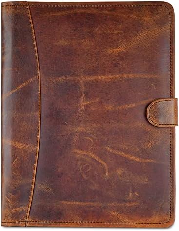 Full Grain Leather Legal Pad Portfolio Organizer for Work, Brown by CestAntiQ