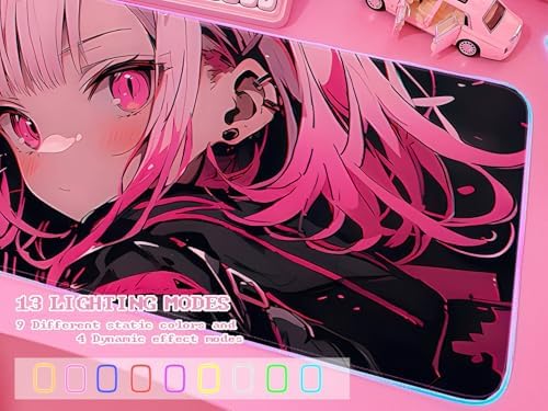 JMIYAV Pink RGB Gaming Mouse Pad 31.5x12 Inch PC XL Large Extended Glowing Led Light Up Desk Pad Non-Slip Rubber Base Computer Cute Mousepad Mat Desk Accessories Gaming Setup Sweet Girl - Image 3