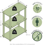 Furinno TURN-S-TUBE Storage Shelves Set of 2, 3-Tier Book Shelf, Corner Shelf, Toolless Open Shelves, Square Tubes, for Organization and Storage, Living Room, Garage, Home Office, Americano - Image 2