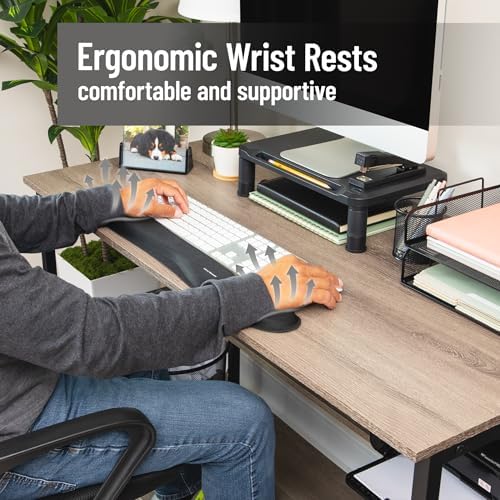 Mind Reader Ergonomic Keyboard and Mouse Wrist Rest Sets, Gaming Accessory, Memory Foam, 16.75" L x 3" W x 0.75" H, 6 pcs, Black - Image 2