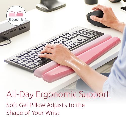 Kensington Duo Gel Mountain Wrist Rest for Keyboard, Wrist Pad for Full Size Keyboard, Ergonomic Wrist Pad for Computer, Non-Skid Computer Pad with Wrist Support, Pink K62677WW, 17.7" x 4.1"x 0.8” - Image 2