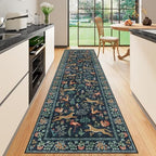 DUKINO 2.6x10 Washable Runner Rug Non Slip Animal Rug for Hallway Navy Blue by DUKINO