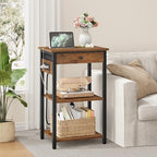 Printer Stand with Power Outlets, 3-Tier Under Desk Printer Table, Brown - Image 6