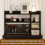 Desktop Bookshelf, pegboard Storage and Organization Rack, Dorm Desk Shelf, Desk Hutch, Desktop Storage for Office, Study, Student Display Rack,Desktop Shelves (Black 45.3" Lx9.9 Wx37 H) - Image 6