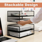 Natwind 4-Tier Stackable Metal Mesh Letter Paper Tray Organizer,Black - Image 4